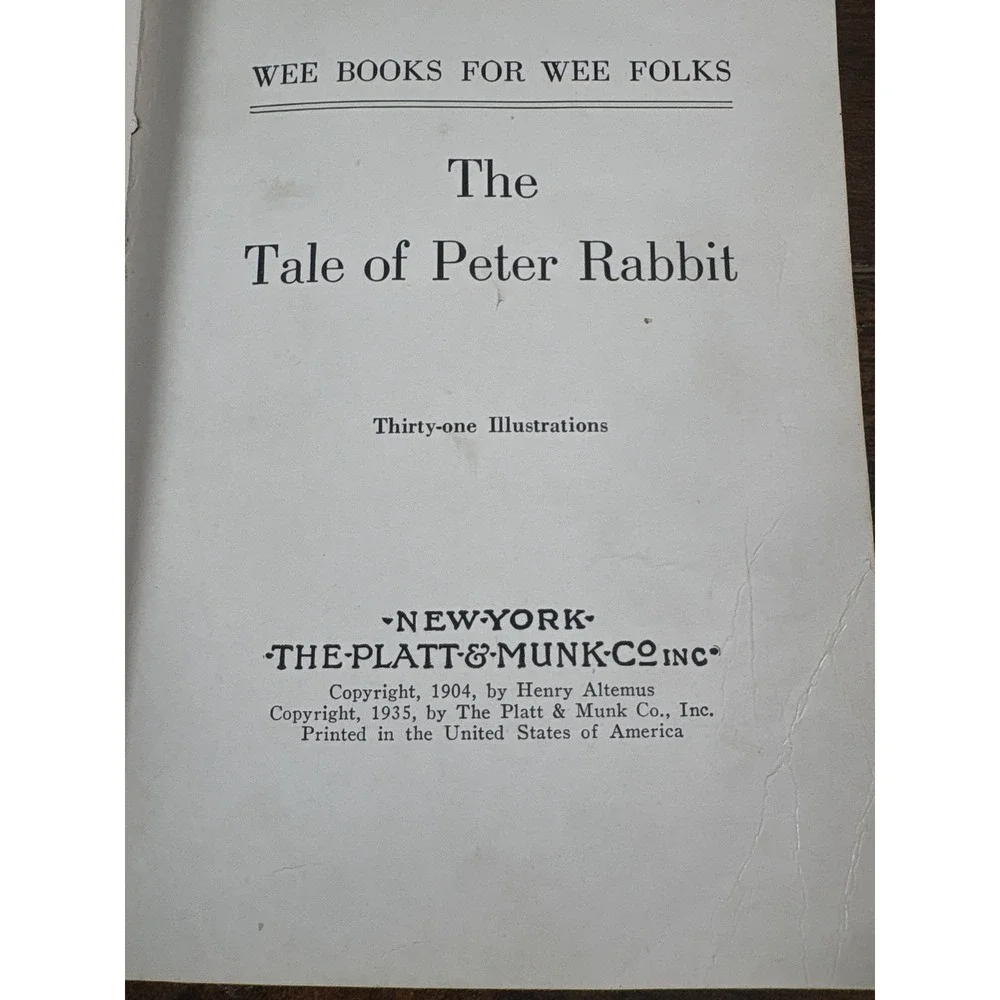 1935 The Tale of Peter Rabbit Beatrix Potter Platt & Munk Wee Books Wee Folks